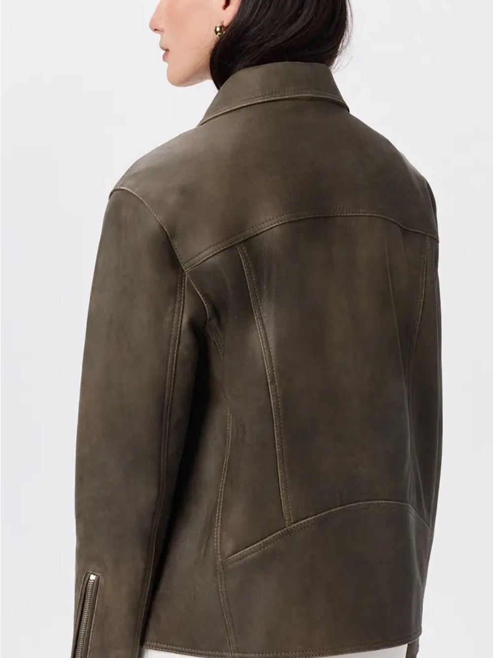 Quince 100% Leather Oversized Moto Biker Jacket Distressed Brown XS - Picture 11 of 11